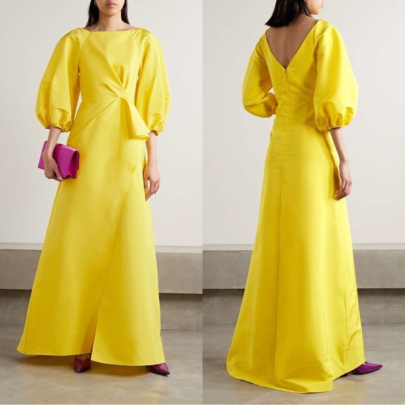 CAROLINA HERRERA Wrap-Effect Draped Silk-Faille Gown - Picture 1 of 10